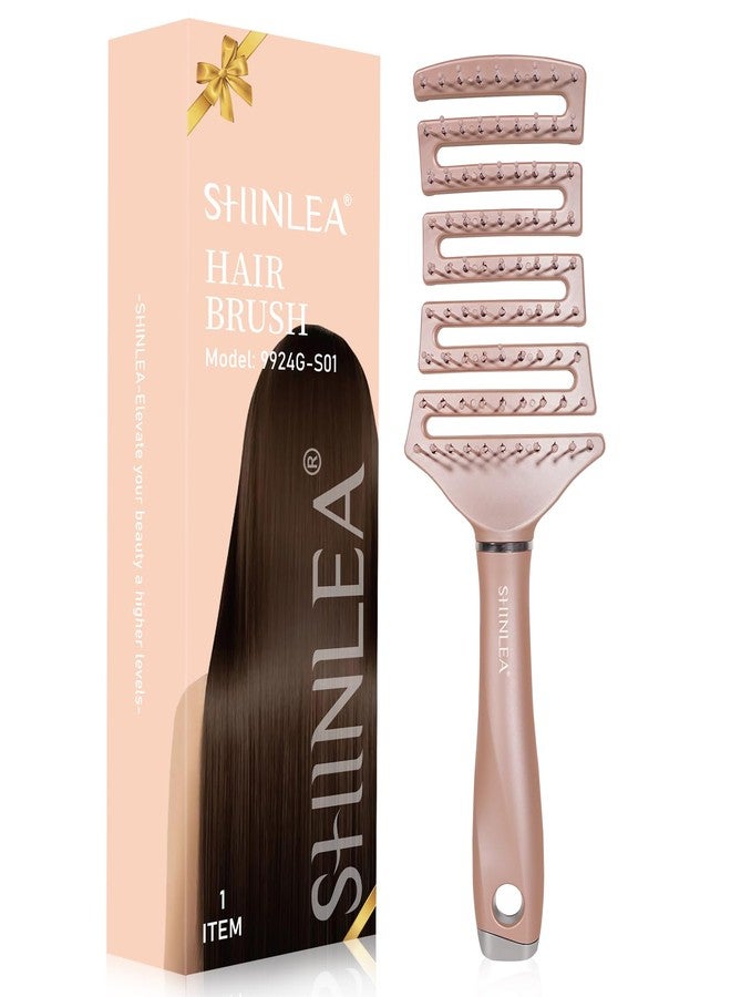 SHINLEA فرشاة فك تشابك الشعر المنحنية، فرشاة فك تشابك الشعر ذات فتحات تهوية لتجفيف أسرع، فرشاة شعر مبلل للنساء، لجميع أنواع الشعر المبلل والجاف والمجعد والكثيف - Image 1
